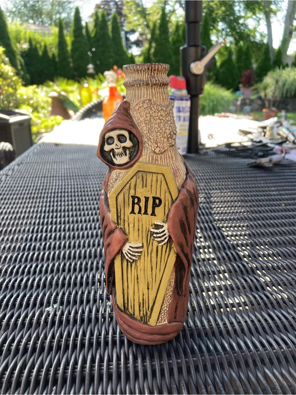 Vintage RIP bottle Halloween decoration
